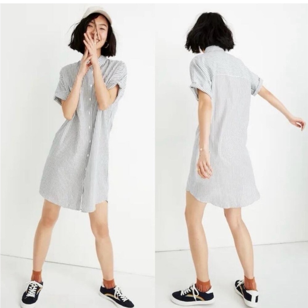 Madewell Courier Shirtdress in Stripe size Large
